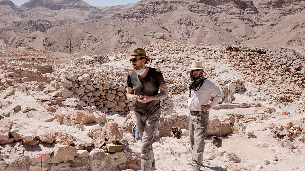 Archaeologists onsite in the field.