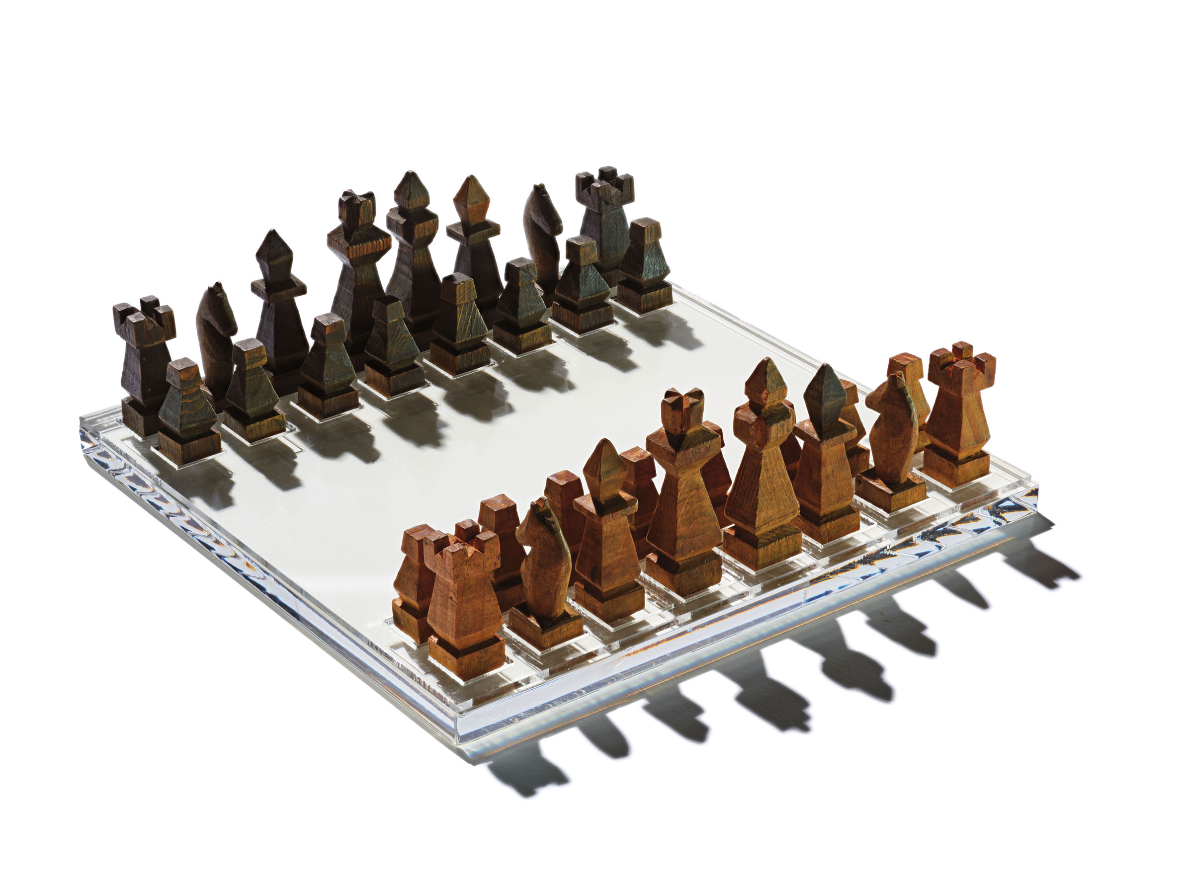 Prisoner-made chess set with storage box made out of a sardine tin.