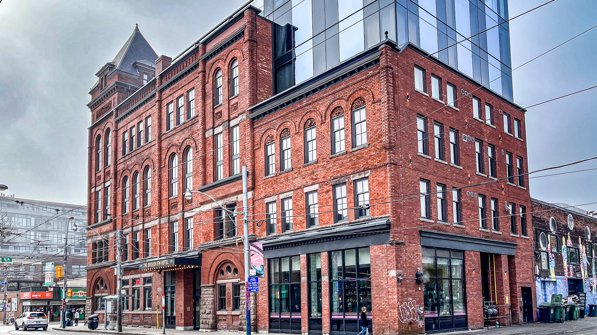 Street view of large building
