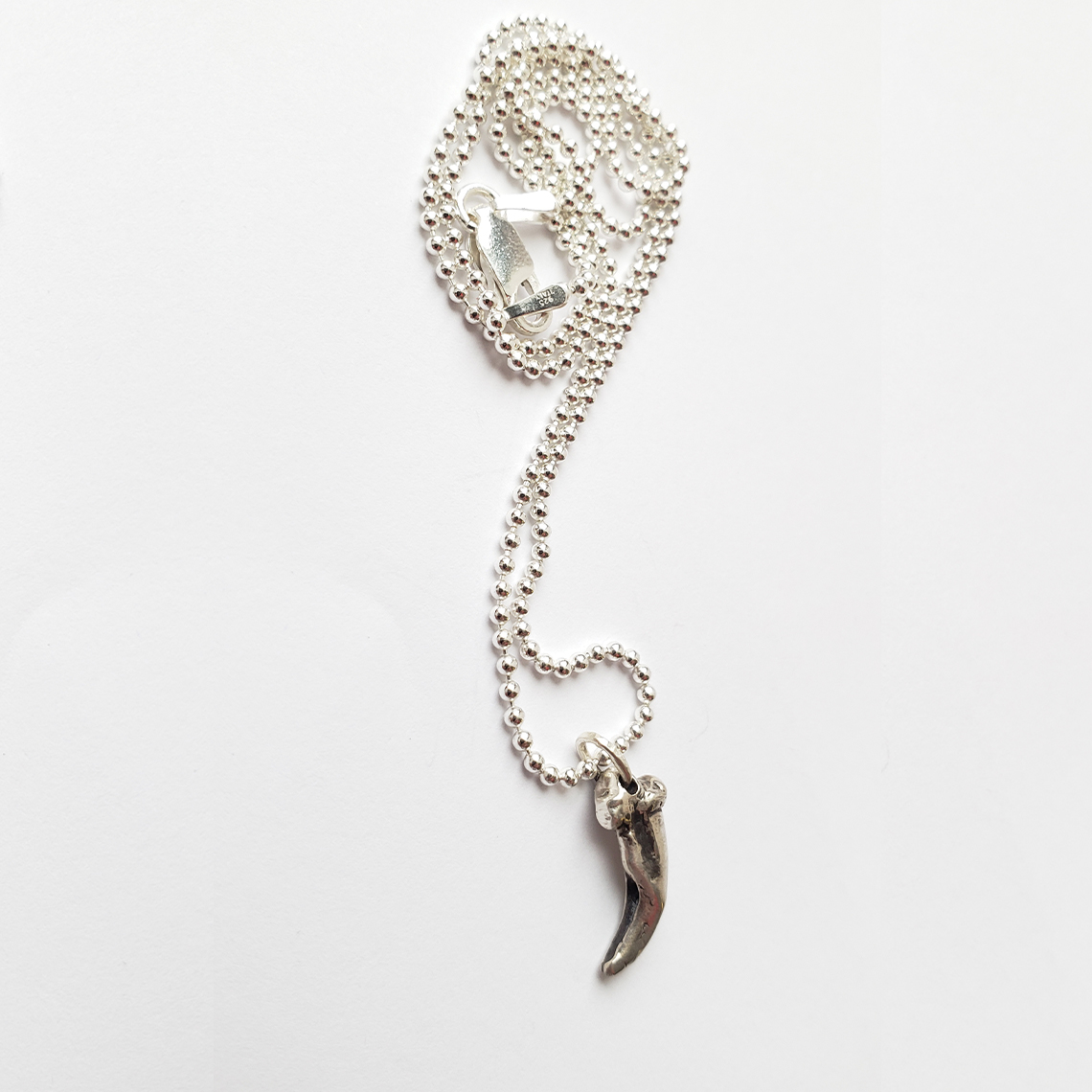 Necklace with claw at the end.