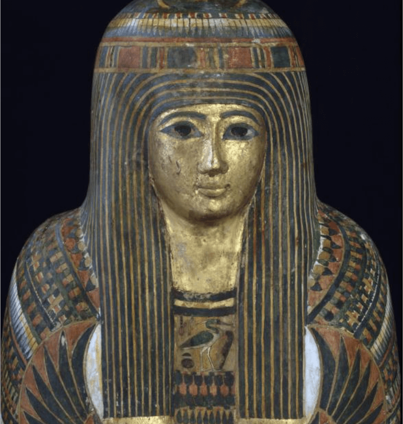 Coffin and mummy of the lady Djedmaatesankh, c. 945–715 BCE, ROM 910.10.
