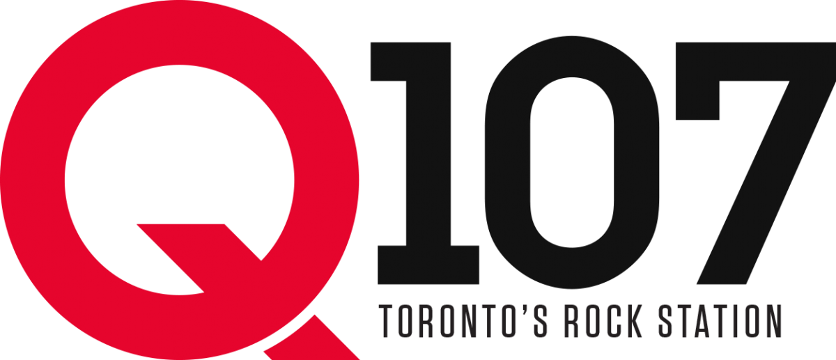 Q107 Toronto's Rock Station logo with red and black text.