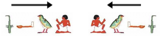 different arrangements of hieroglyphs
