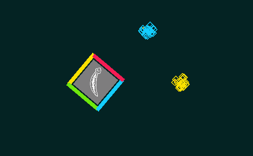 coloured blocks approach a square with coloured sides
