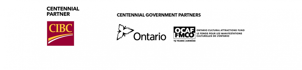 CIBC logo on red background, Ontario government logo, Government of Canada wordmark with Canadian flag emblem.