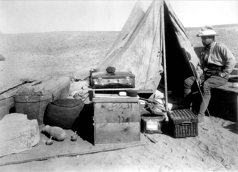 Archival photo of Dr. Currelly on expedition in Egypt.
