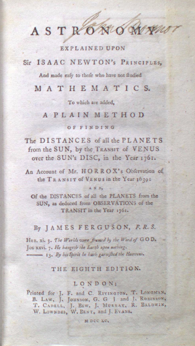 James Ferguson, Astronomy Explained upon Sir Isaac Newton's Principles. London: 1790.