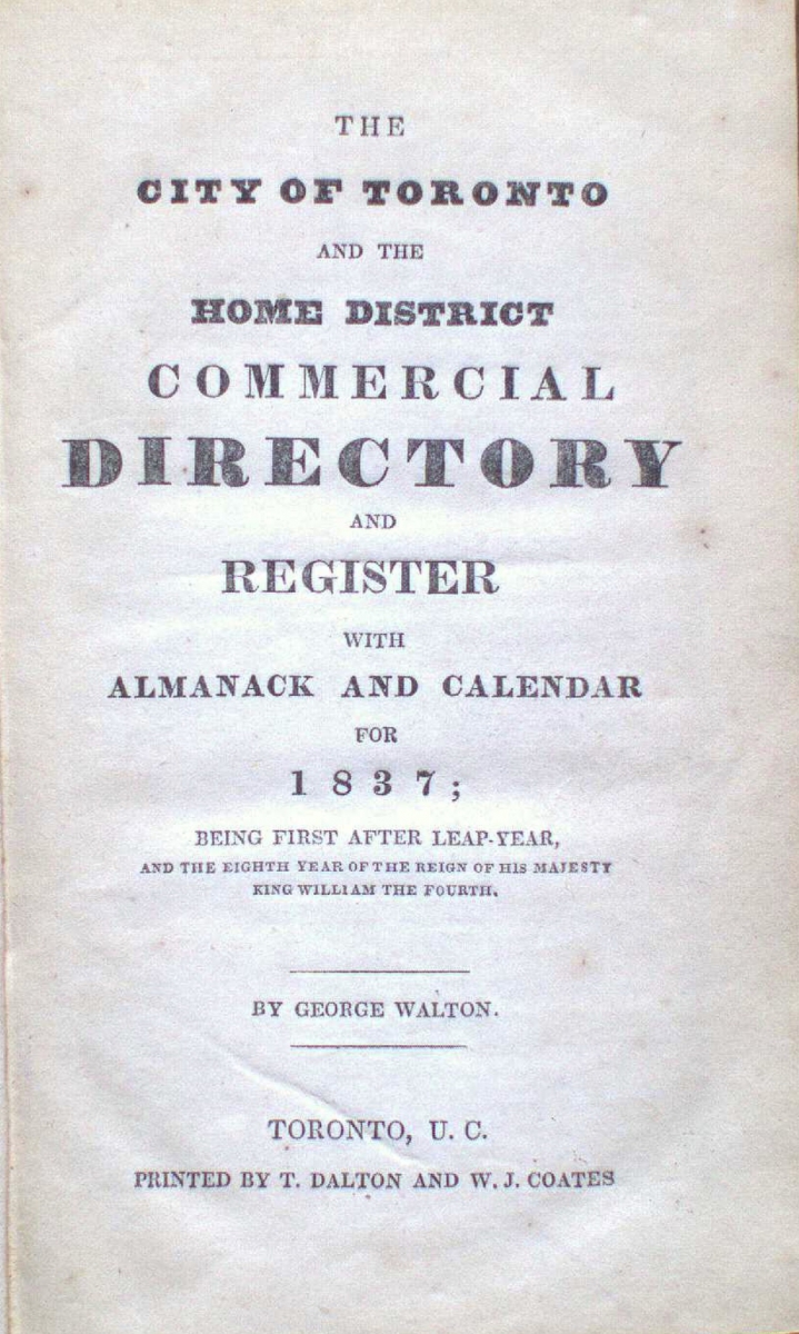 THE  
CITY OF TORONTO  
AND THE  
RICHMOND RESERVE  
COMMERCIAL  
DIRECTORY  
AND  
REGISTER  
ALMANACK AND CALENDAR  
1891:  
CONTAINING  
THE  
NAMES AND RESIDENCES OF THE INHABITANTS,  
STREETS AND NUMBERS OF THE CITY;  
THE  
CORPORATION, CIVIC OFFICERS,  
AND  
COUNTY OFFICERS  
BY GEORGE WADSON.  
TORONTO, T. C.  
PRINTED AT THE OFFICE 27 AND 29 WELLINGTON STREET.