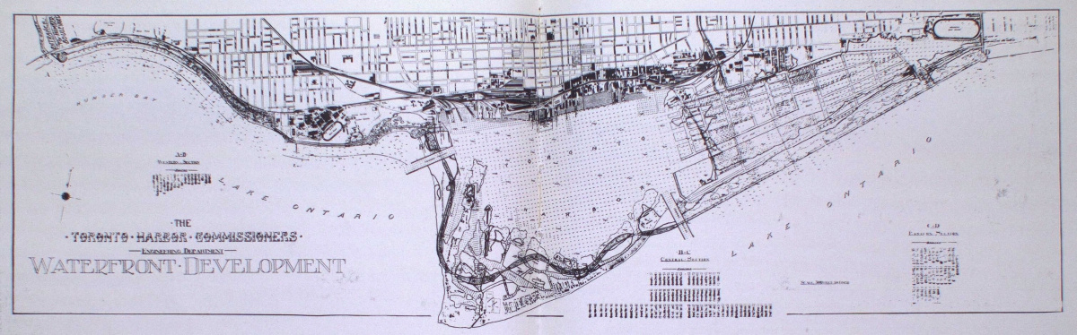 Topographical map titled "Map of the City of Toronto and Environs," showing the Toronto waterfront and surrounding areas.