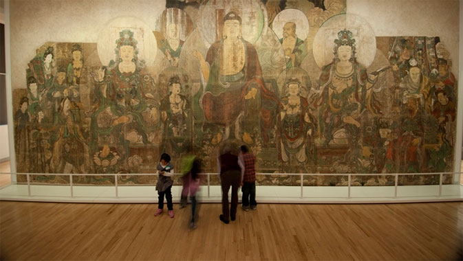 The Paradise of Maitreya a 30 foot wide religious wall mural in the ROM's Bishop White Gallery of Chinese Art