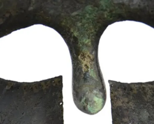 Through a warrior's eyes: detail of the Nugent Marathon helmet  (ROM no.926.19.3 - photo Kay Sunahara)

