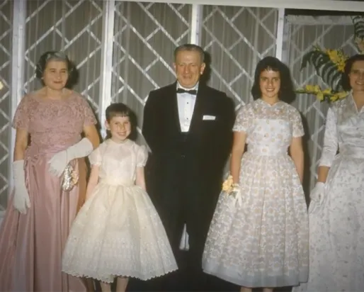 Family Portrait dressed in formal gowns.
