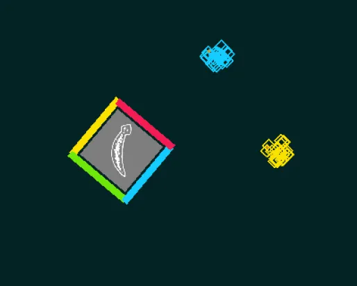 coloured blocks approach a square with coloured sides
