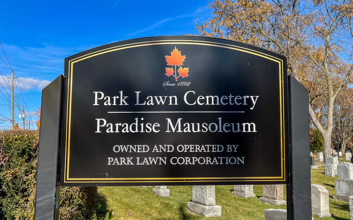 Park Lawn Cemetery sign