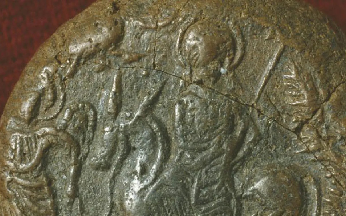 Détail du jeton de pèlerinage.
