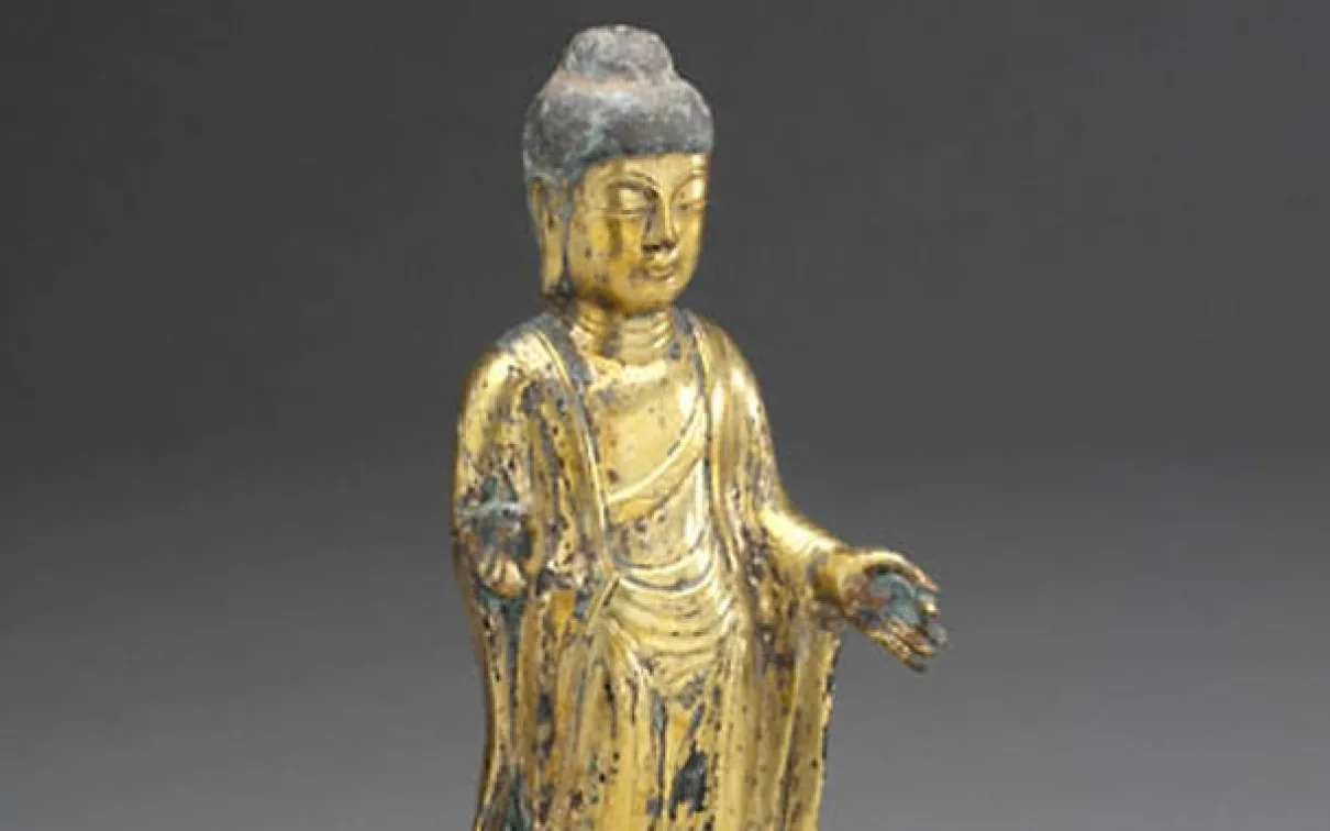 Buddha figure (gilded bronze), Korea, 8th century AD. Unified Silla Dynasty