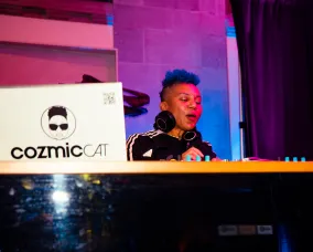 image of cosmic cat djing at RAD