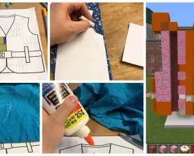 Photos de progrès de lifers dans différents médias, y compris le dessin avec des marqueurs, la couture avec des chutes de tissu, et la construction dans Minecraft.